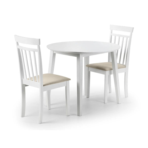 Julian Bowen Coast White Drop Leaf Round Dining Table – Space Saving Folding Wooden Table with White Lacquer Finish for Kitchens, Dining Rooms & Small Spaces - Sleek Furniture