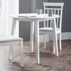 Julian Bowen Coast White Drop Leaf Round Dining Table – Space Saving Folding Wooden Table with White Lacquer Finish for Kitchens, Dining Rooms & Small Spaces - Sleek Furniture