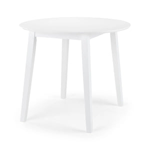 Julian Bowen Coast White Drop Leaf Round Dining Table – Space Saving Folding Wooden Table with White Lacquer Finish for Kitchens, Dining Rooms & Small Spaces - Sleek Furniture