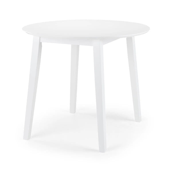 Julian Bowen Coast White Drop Leaf Round Dining Table – Space Saving Folding Wooden Table with White Lacquer Finish for Kitchens, Dining Rooms & Small Spaces - Sleek Furniture