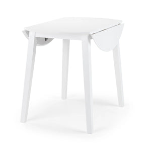 Julian Bowen Coast White Drop Leaf Round Dining Table – Space Saving Folding Wooden Table with White Lacquer Finish for Kitchens, Dining Rooms & Small Spaces - Sleek Furniture