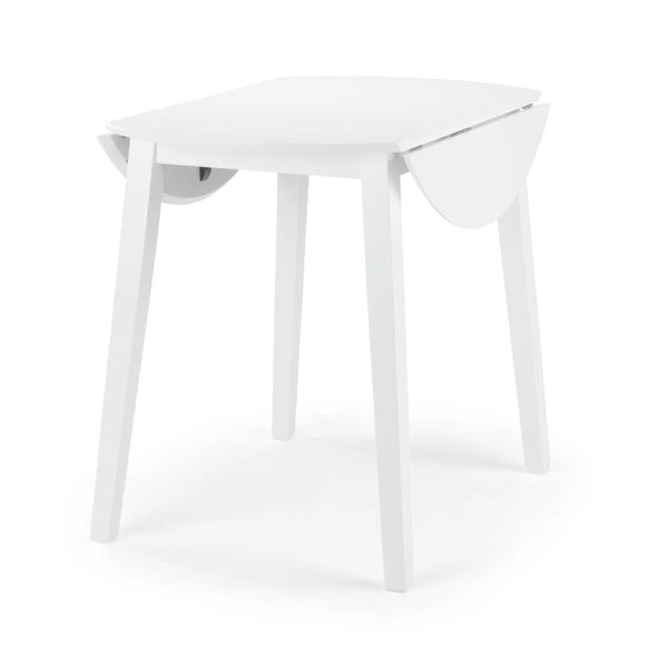 Julian Bowen Coast White Drop Leaf Round Dining Table – Space Saving Folding Wooden Table with White Lacquer Finish for Kitchens, Dining Rooms & Small Spaces - Sleek Furniture