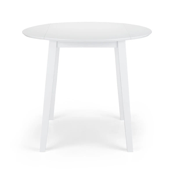 Julian Bowen Coast White Drop Leaf Round Dining Table – Space Saving Folding Wooden Table with White Lacquer Finish for Kitchens, Dining Rooms & Small Spaces - Sleek Furniture