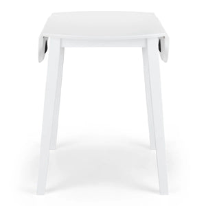 Julian Bowen Coast White Drop Leaf Round Dining Table – Space Saving Folding Wooden Table with White Lacquer Finish for Kitchens, Dining Rooms & Small Spaces - Sleek Furniture