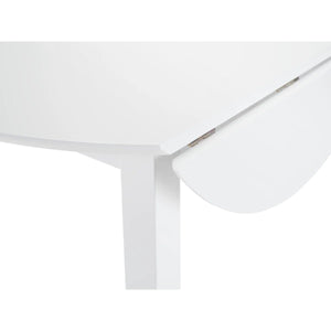 Julian Bowen Coast White Drop Leaf Round Dining Table – Space Saving Folding Wooden Table with White Lacquer Finish for Kitchens, Dining Rooms & Small Spaces - Sleek Furniture
