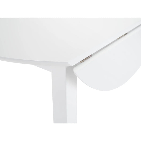 Julian Bowen Coast White Drop Leaf Round Dining Table – Space Saving Folding Wooden Table with White Lacquer Finish for Kitchens, Dining Rooms & Small Spaces - Sleek Furniture