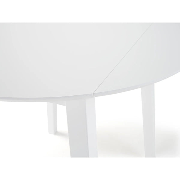 Julian Bowen Coast White Drop Leaf Round Dining Table – Space Saving Folding Wooden Table with White Lacquer Finish for Kitchens, Dining Rooms & Small Spaces - Sleek Furniture
