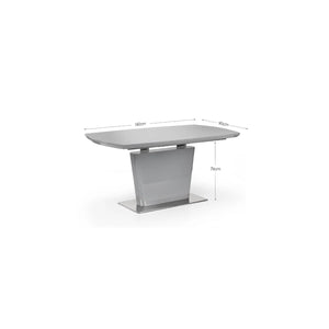 Julian Bowen Como Grey High Gloss Extending Dining Table with Chrome Pedestal Base (160-200cm) - Sleek Furniture