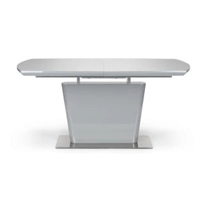 Julian Bowen Como Grey High Gloss Extending Dining Table with Chrome Pedestal Base (160-200cm) - Sleek Furniture
