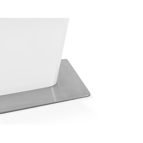 Julian Bowen Como White High Gloss Extending Dining Table with Chrome Pedestal Base (160-200cm) - Sleek Furniture