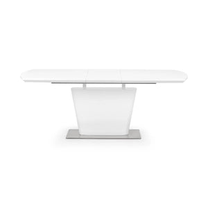 Julian Bowen Como White High Gloss Extending Dining Table with Chrome Pedestal Base (160-200cm) - Sleek Furniture