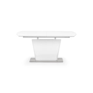 Julian Bowen Como White High Gloss Extending Dining Table with Chrome Pedestal Base (160-200cm) - Sleek Furniture