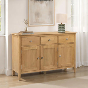 Julian Bowen Cotswold Oak Sideboard with 3 Drawers & 3 Doors – Solid Oak & Oak Veneers Storage Cabinet - Sleek Furniture