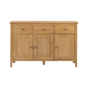 Julian Bowen Cotswold Oak Sideboard with 3 Drawers & 3 Doors – Solid Oak & Oak Veneers Storage Cabinet - Sleek Furniture