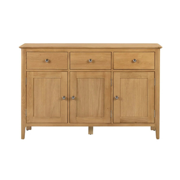 Julian Bowen Cotswold Oak Sideboard with 3 Drawers & 3 Doors – Solid Oak & Oak Veneers Storage Cabinet - Sleek Furniture