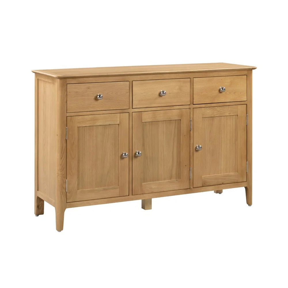 Julian Bowen Cotswold Oak Sideboard with 3 Drawers & 3 Doors – Solid Oak & Oak Veneers Storage Cabinet - Sleek Furniture