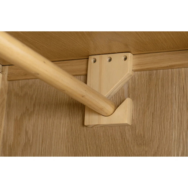 Julian Bowen Cotswold Solid Oak 2 Door 1 Drawer Wooden Wardrobe with Hanging Rail for Bedroom Storage - Sleek Furniture