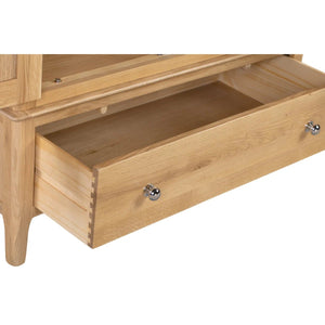 Julian Bowen Cotswold Solid Oak 2 Door 1 Drawer Wooden Wardrobe with Hanging Rail for Bedroom Storage - Sleek Furniture
