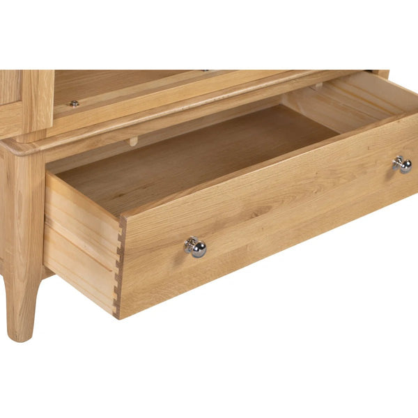 Julian Bowen Cotswold Solid Oak 2 Door 1 Drawer Wooden Wardrobe with Hanging Rail for Bedroom Storage - Sleek Furniture