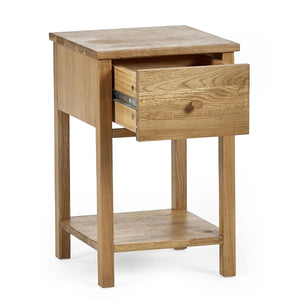 Julian Bowen Coxmoor 1 Drawer Bedside Table in Oak – Wooden Nightstand with Storage Drawer & Open Shelf for Bedroom - Sleek Furniture