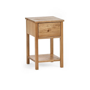 Julian Bowen Coxmoor 1 Drawer Bedside Table in Oak – Wooden Nightstand with Storage Drawer & Open Shelf for Bedroom - Sleek Furniture