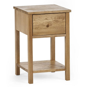 Julian Bowen Coxmoor 1 Drawer Bedside Table in Oak – Wooden Nightstand with Storage Drawer & Open Shelf for Bedroom - Sleek Furniture