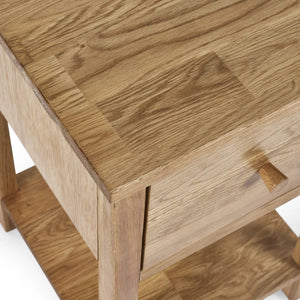 Julian Bowen Coxmoor 1 Drawer Bedside Table in Oak – Wooden Nightstand with Storage Drawer & Open Shelf for Bedroom - Sleek Furniture
