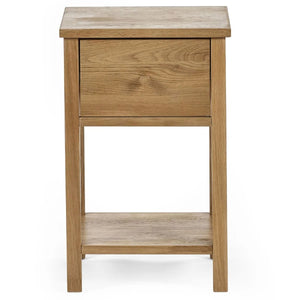 Julian Bowen Coxmoor 1 Drawer Bedside Table in Oak – Wooden Nightstand with Storage Drawer & Open Shelf for Bedroom - Sleek Furniture