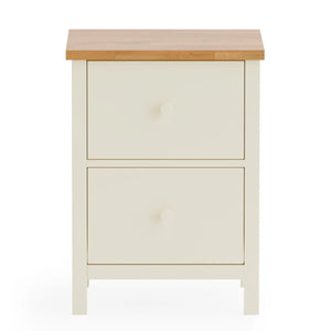 Julian Bowen Coxmoor 2 Drawer Bedside Table in Oak – Solid Wood Bedroom Nightstand with Spacious Storage - Sleek Furniture