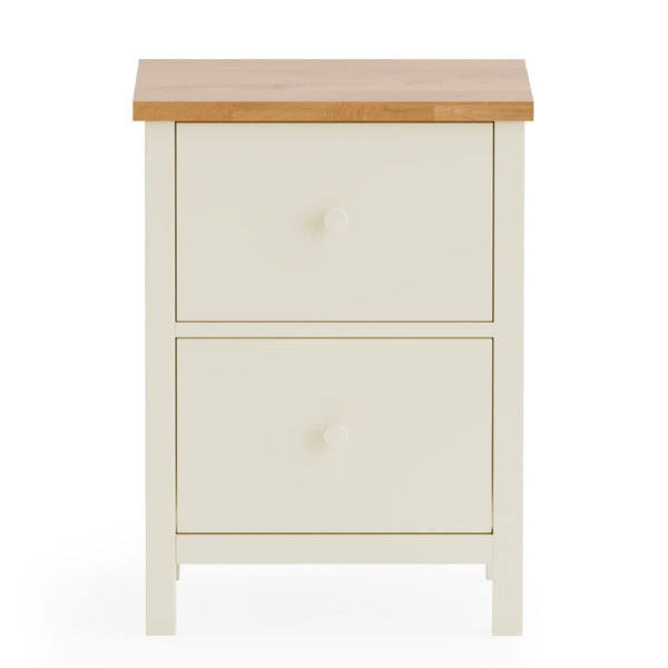 Julian Bowen Coxmoor 2 Drawer Bedside Table in Oak – Solid Wood Bedroom Nightstand with Spacious Storage - Sleek Furniture