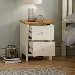 Julian Bowen Coxmoor 2 Drawer Bedside Table in Oak – Solid Wood Bedroom Nightstand with Spacious Storage - Sleek Furniture