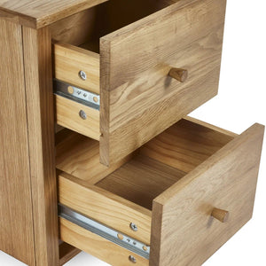 Julian Bowen Coxmoor 2 Drawer Bedside Table in Oak – Solid Wood Bedroom Nightstand with Spacious Storage - Sleek Furniture