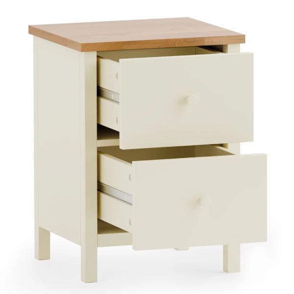 Julian Bowen Coxmoor 2 Drawer Bedside Table in Oak – Solid Wood Bedroom Nightstand with Spacious Storage - Sleek Furniture