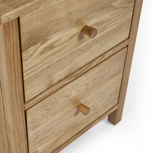 Julian Bowen Coxmoor 2 Drawer Bedside Table in Oak – Solid Wood Bedroom Nightstand with Spacious Storage - Sleek Furniture