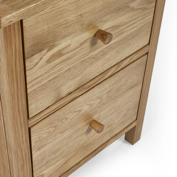 Julian Bowen Coxmoor 2 Drawer Bedside Table in Oak – Solid Wood Bedroom Nightstand with Spacious Storage - Sleek Furniture