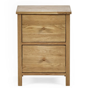 Julian Bowen Coxmoor 2 Drawer Bedside Table in Oak – Solid Wood Bedroom Nightstand with Spacious Storage - Sleek Furniture