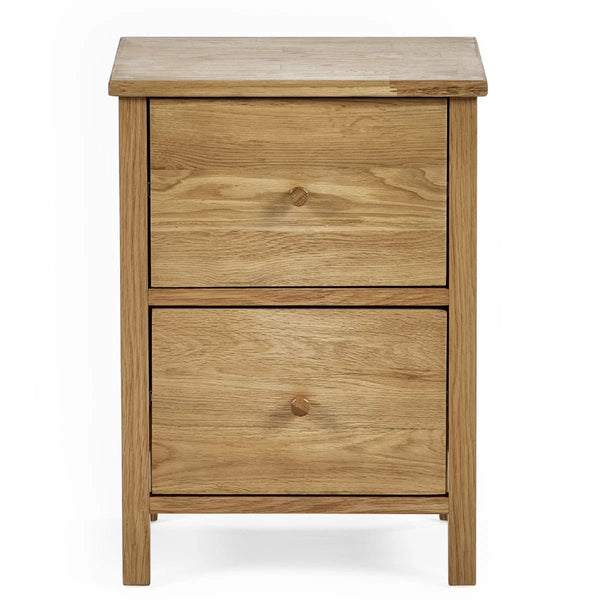 Julian Bowen Coxmoor 2 Drawer Bedside Table in Oak – Solid Wood Bedroom Nightstand with Spacious Storage - Sleek Furniture