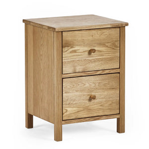 Julian Bowen Coxmoor 2 Drawer Bedside Table in Oak – Solid Wood Bedroom Nightstand with Spacious Storage - Sleek Furniture