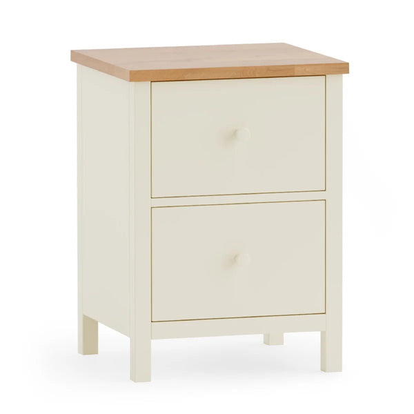 Julian Bowen Coxmoor 2 Drawer Bedside Table in Oak – Solid Wood Bedroom Nightstand with Spacious Storage - Sleek Furniture