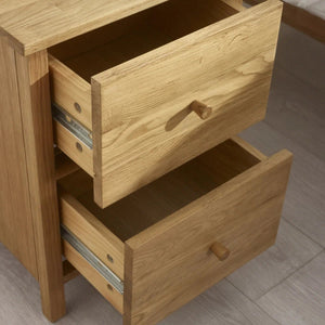Julian Bowen Coxmoor 2 Drawer Bedside Table in Oak – Solid Wood Bedroom Nightstand with Spacious Storage - Sleek Furniture