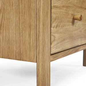 Julian Bowen Coxmoor 2 Drawer Bedside Table in Oak – Solid Wood Bedroom Nightstand with Spacious Storage - Sleek Furniture