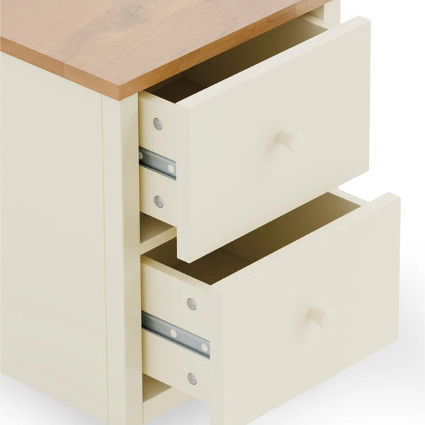 Julian Bowen Coxmoor 2 Drawer Bedside Table in Oak – Solid Wood Bedroom Nightstand with Spacious Storage - Sleek Furniture