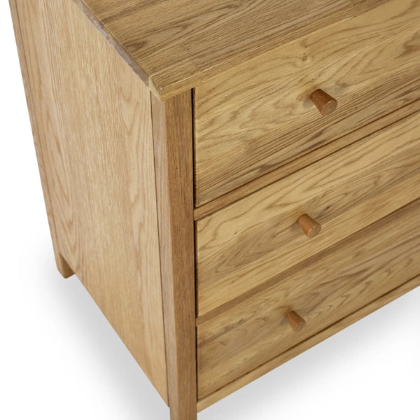 Julian Bowen Coxmoor 3 Drawer Chest – Oak & Ivory Oak Wooden Bedroom Storage Chest with Spacious Drawers - Sleek Furniture
