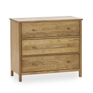 Julian Bowen Coxmoor 3 Drawer Chest – Oak & Ivory Oak Wooden Bedroom Storage Chest with Spacious Drawers - Sleek Furniture