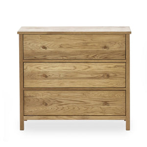 Julian Bowen Coxmoor 3 Drawer Chest – Oak & Ivory Oak Wooden Bedroom Storage Chest with Spacious Drawers - Sleek Furniture