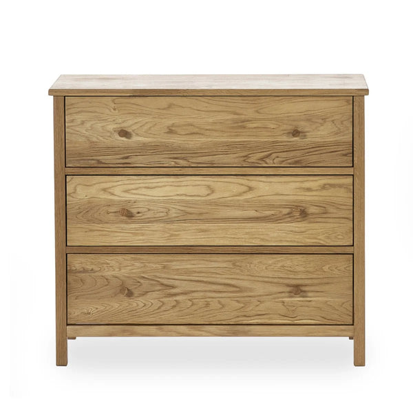 Julian Bowen Coxmoor 3 Drawer Chest – Oak & Ivory Oak Wooden Bedroom Storage Chest with Spacious Drawers - Sleek Furniture