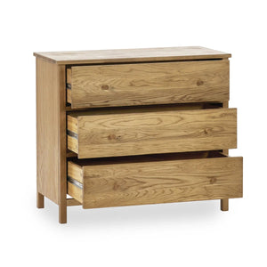 Julian Bowen Coxmoor 3 Drawer Chest – Oak & Ivory Oak Wooden Bedroom Storage Chest with Spacious Drawers - Sleek Furniture
