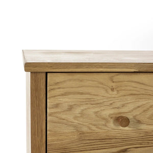 Julian Bowen Coxmoor 3 Drawer Chest – Oak & Ivory Oak Wooden Bedroom Storage Chest with Spacious Drawers - Sleek Furniture