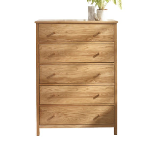Julian Bowen Coxmoor 5 Drawer Wide Chest – Oak & Ivory/Oak Finish Bedroom Storage Chest with Spacious Drawers - Sleek Furniture