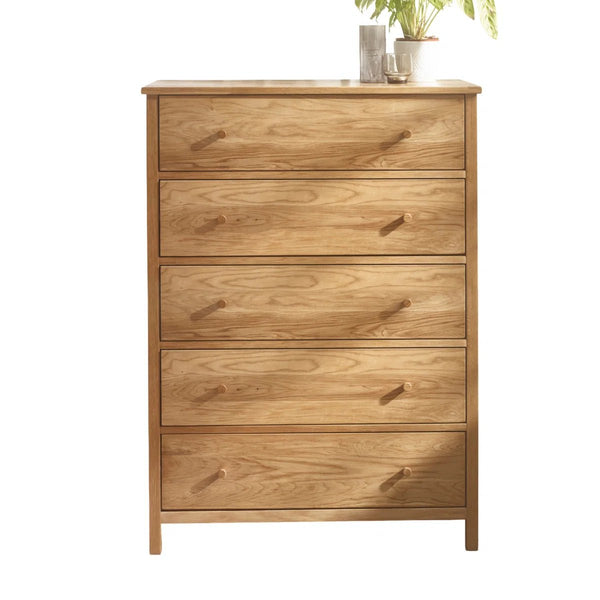 Julian Bowen Coxmoor 5 Drawer Wide Chest – Oak & Ivory/Oak Finish Bedroom Storage Chest with Spacious Drawers - Sleek Furniture